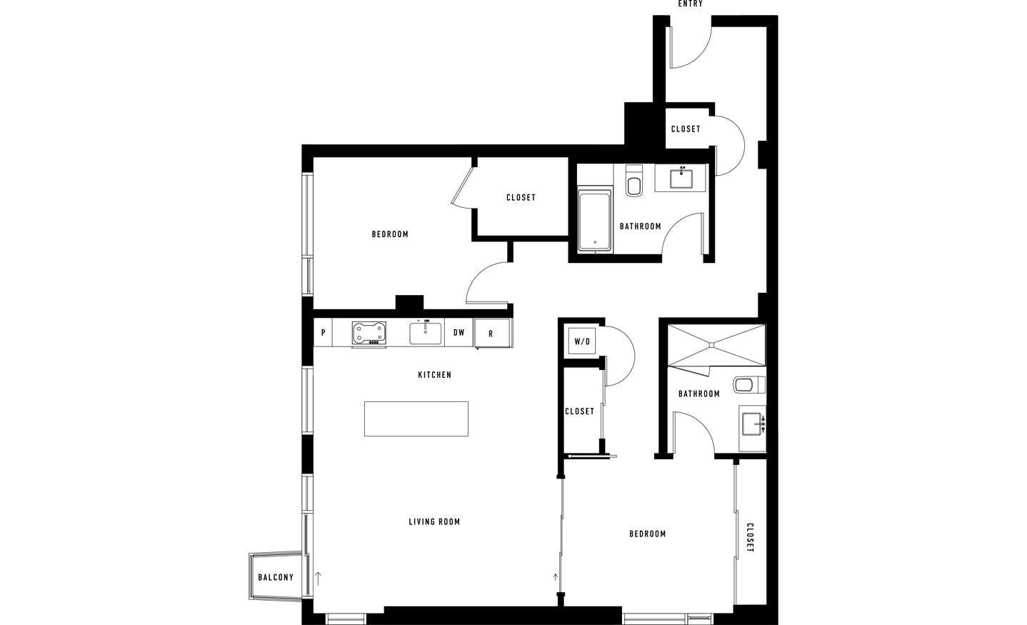 Floor plan layout diagram for 2Q w Balcony